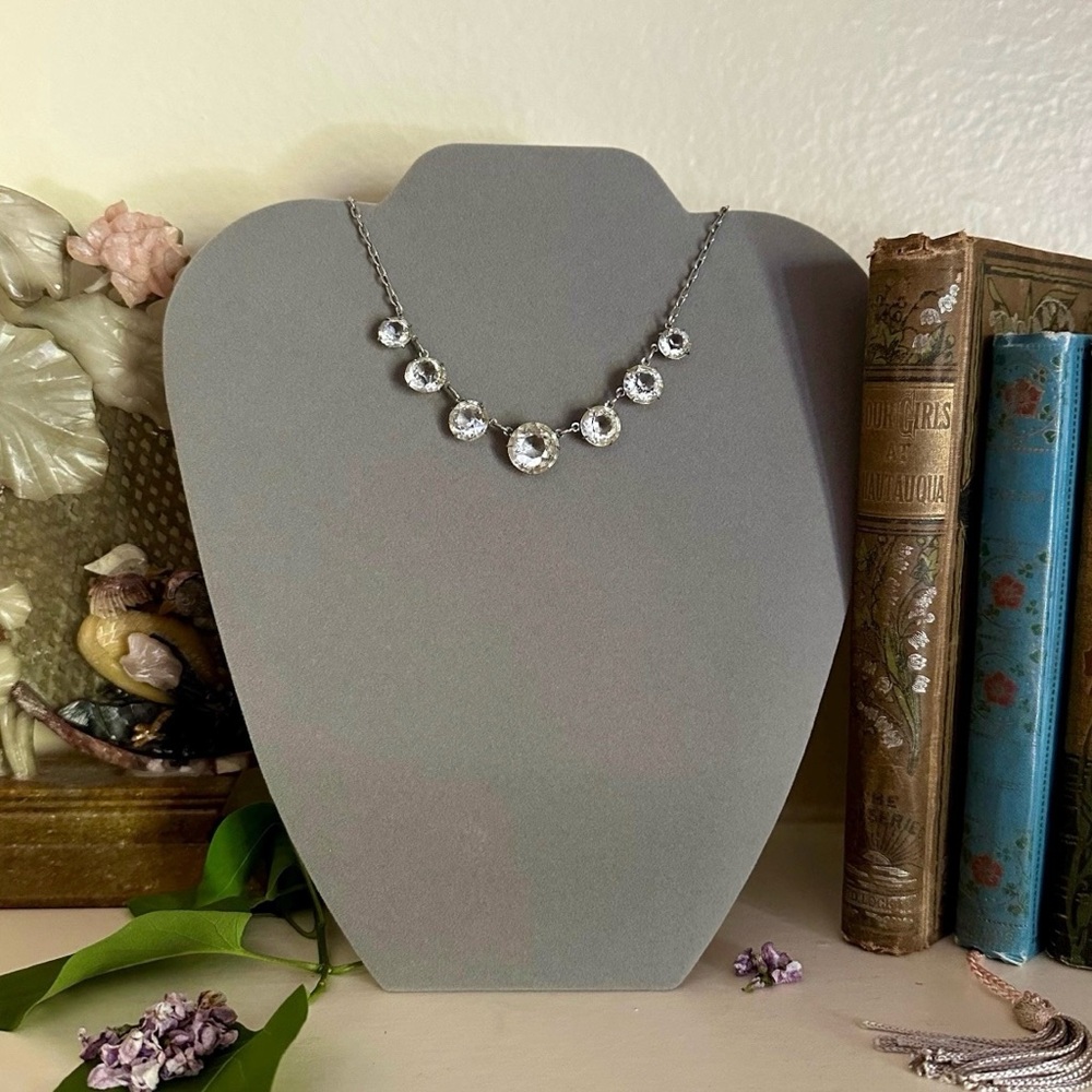 Minimalist Art Deco Crystal Riviere Necklace Classic Simple Elegant 1920s